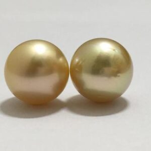 10.5-11 MM Size (Approx. )  Pair of Real South Sea Pearl | Light Golden Color | Oval Shape | Good Luster | Personalize Gift | Seawater Pearl