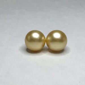 13 MM (Approx.)  Natural Real South Sea Water Pearl of Pair Good Luster Round Shape Golden Color Personalize gift Seawater Pearl