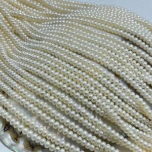4.25-4.5 MM AA Natural Freshwater Pearl Beads Shape-Button Color-Cream 16 Inch