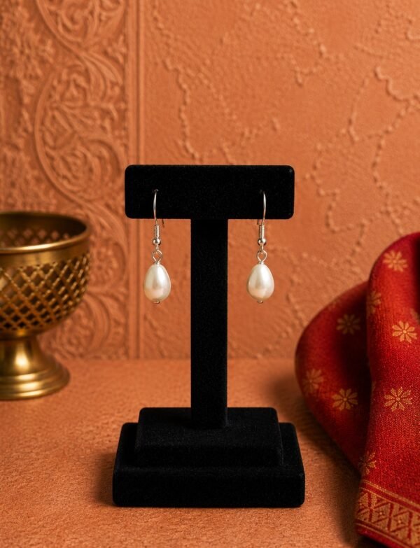 7 mm Fresh Water Pearl Earrings With Silver Base