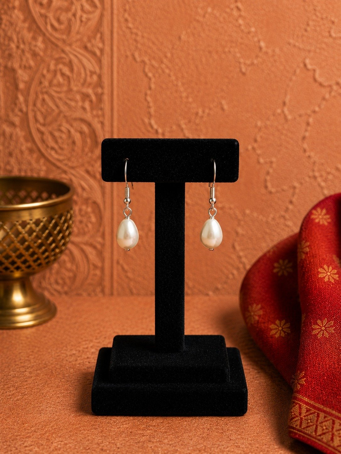 7 mm Fresh Water Pearl Earrings With Silver Base