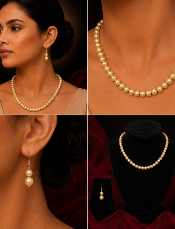Light Green Fresh Water Pearl Necklace & Earrings