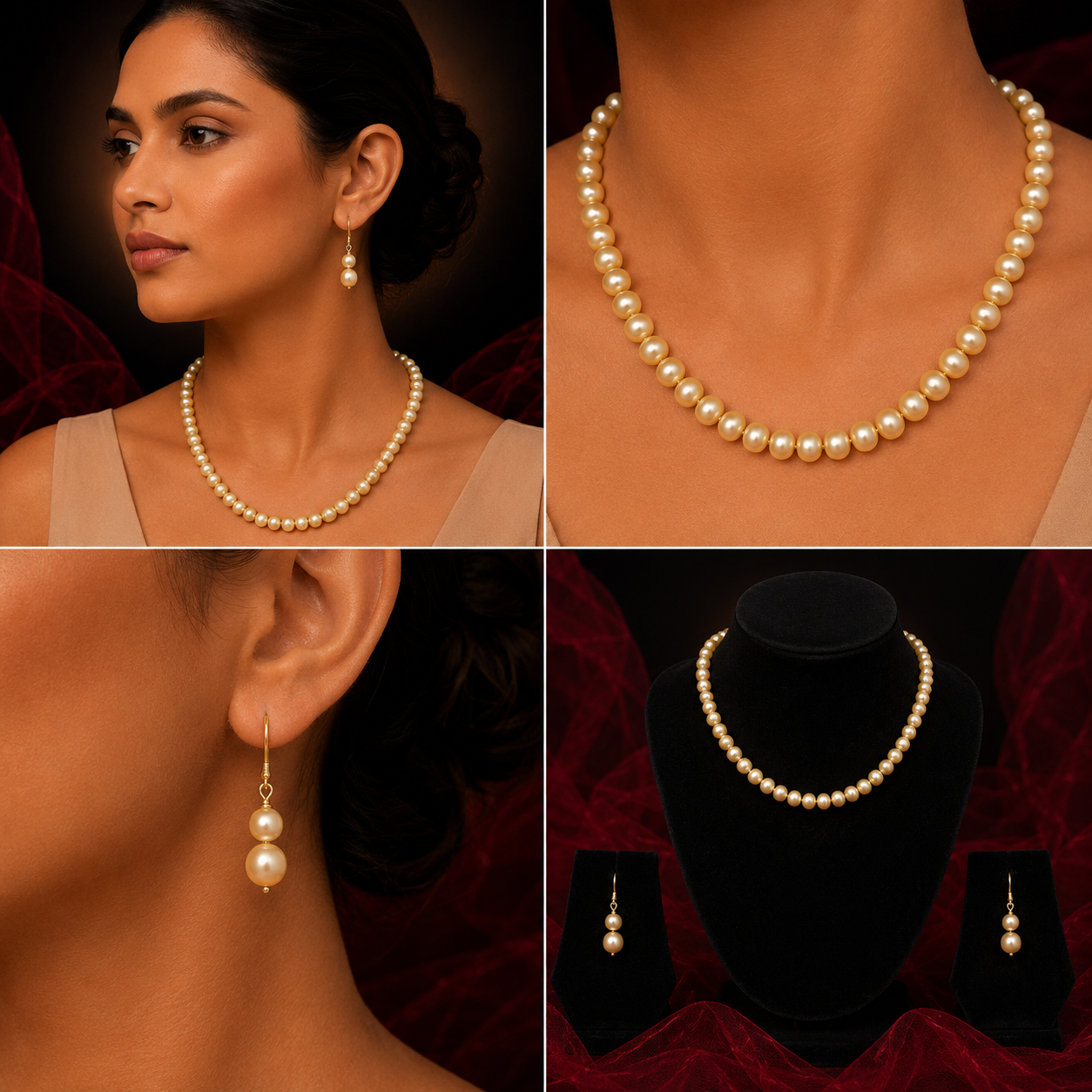 Light Green Fresh Water Pearl Necklace & Earrings
