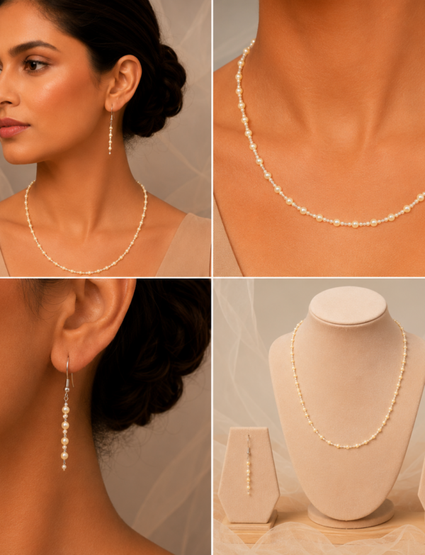 Beautiful Glass Beads Imitation Necklace with Earrings