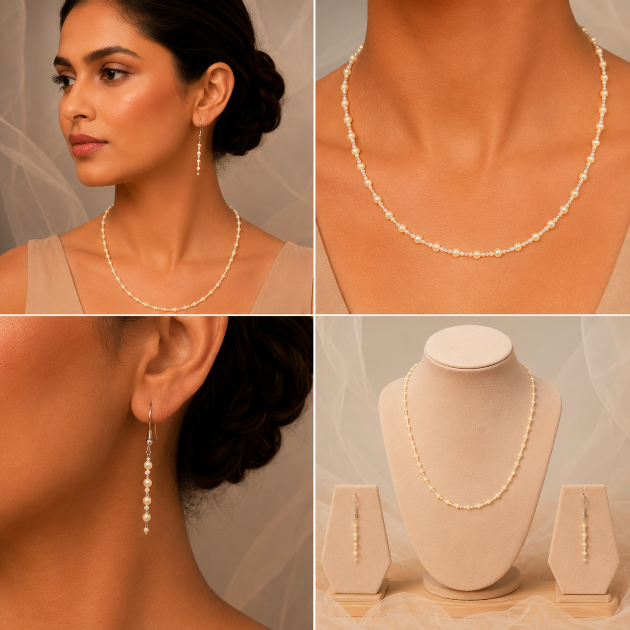 Beautiful Glass Beads Imitation Necklace with Earrings