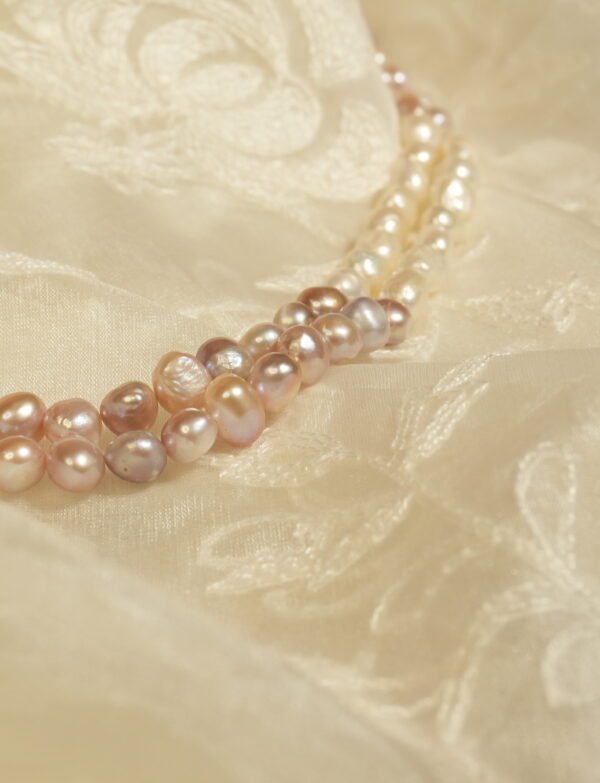Multicoloured Fresh Water Pearl Necklace Dual Strand