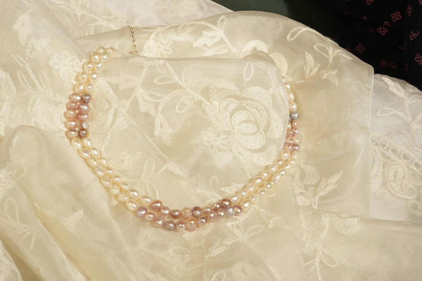 Multicoloured Fresh Water Pearl Necklace Dual Strand