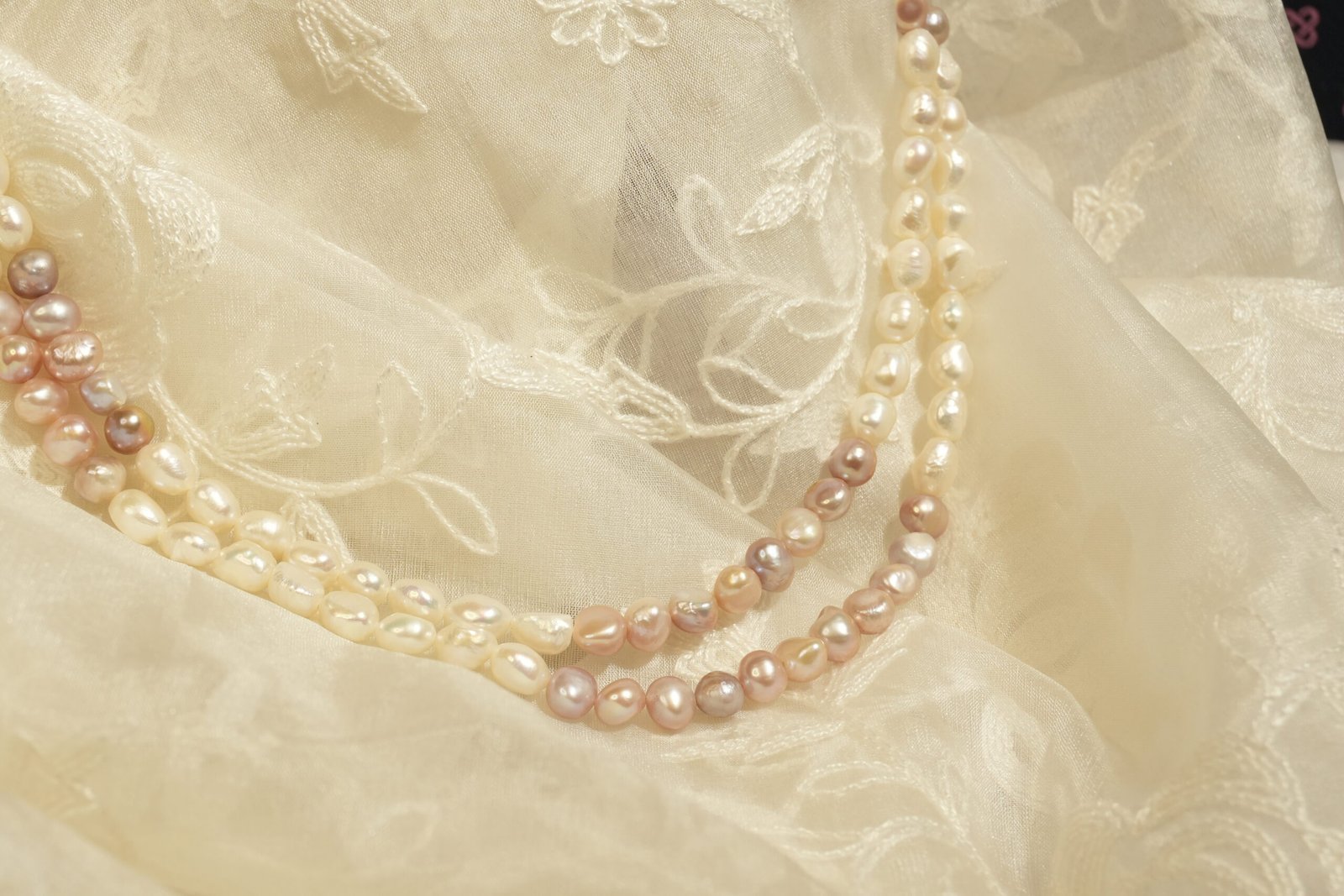 Multicoloured Fresh Water Pearl Necklace Dual Strand