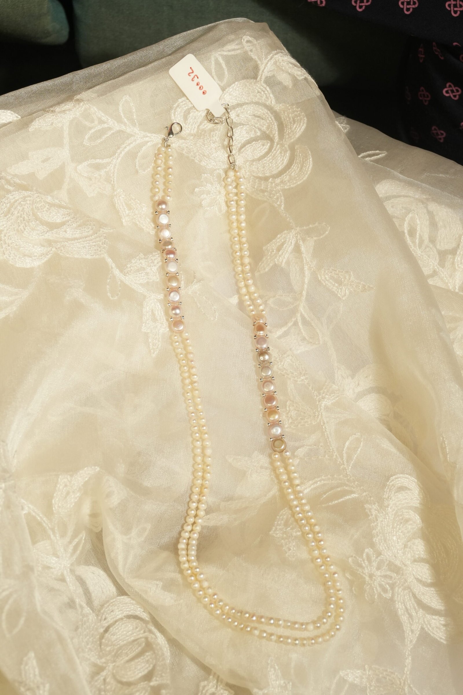 Fresh Water Pearls 2 Line Necklace With Metal Clasp