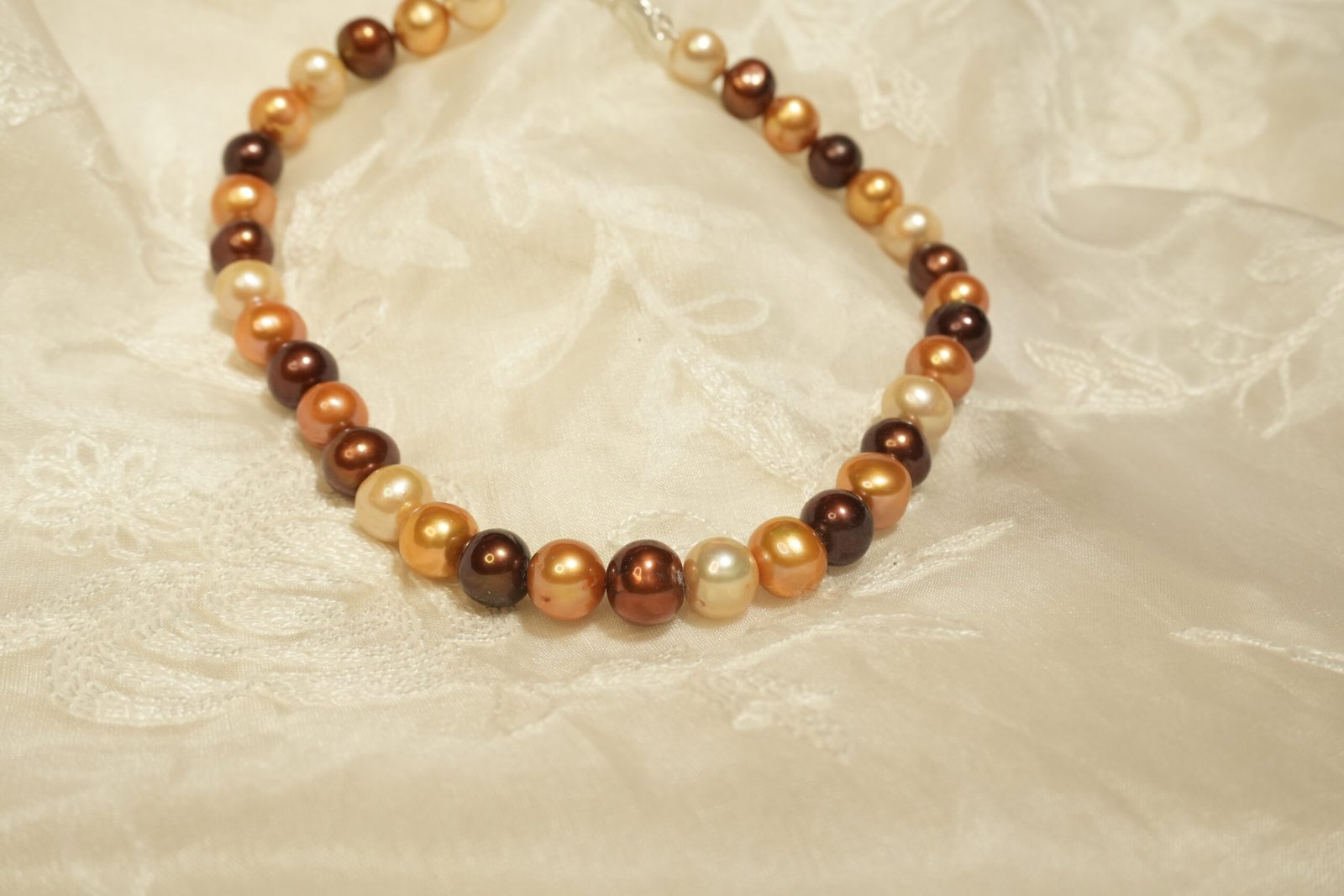 Multi coloured Fresh Water Pearl Necklace with Earrings - Image 2