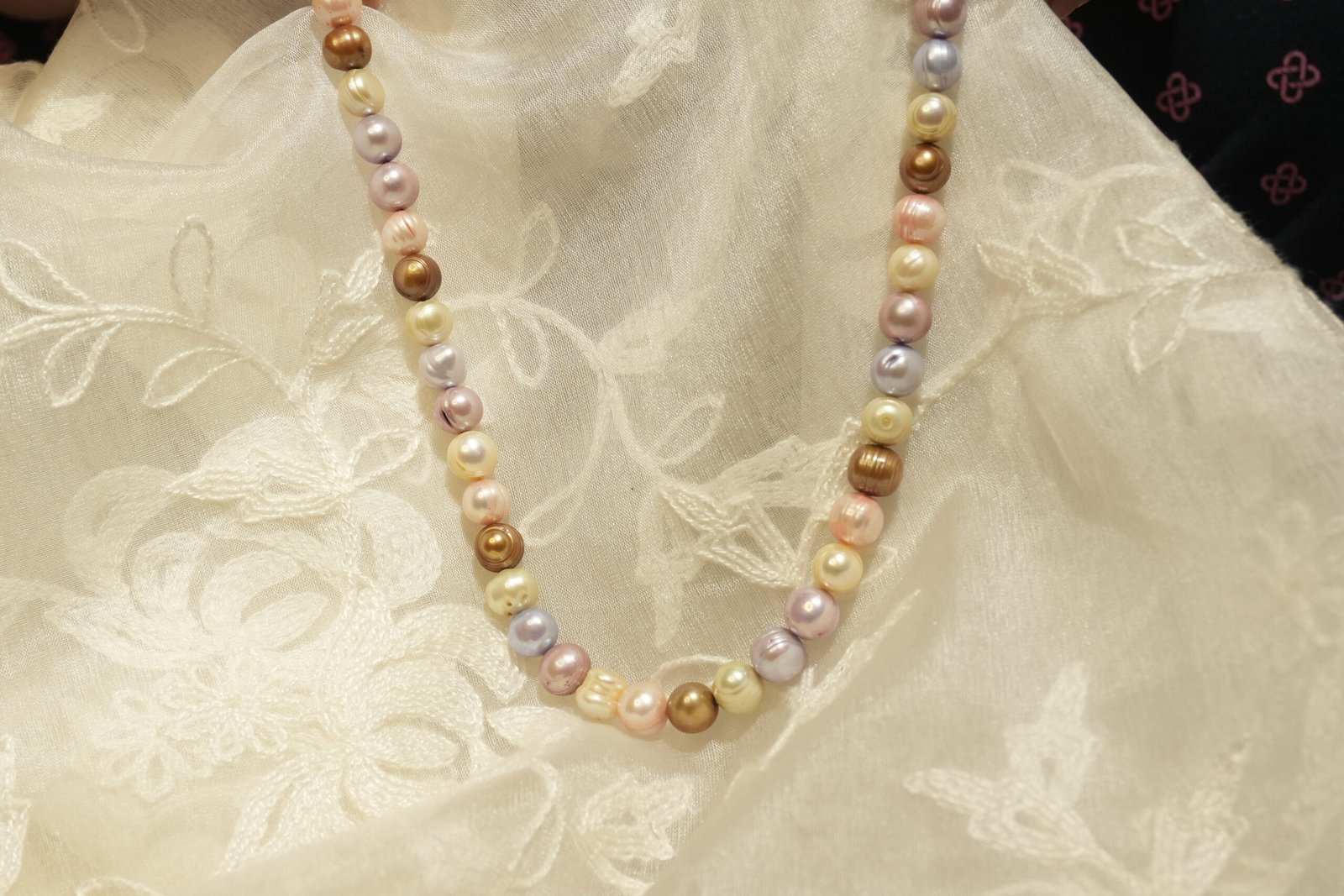 Fresh Water Multicoloured Pearl Necklace with Earrings - Image 3