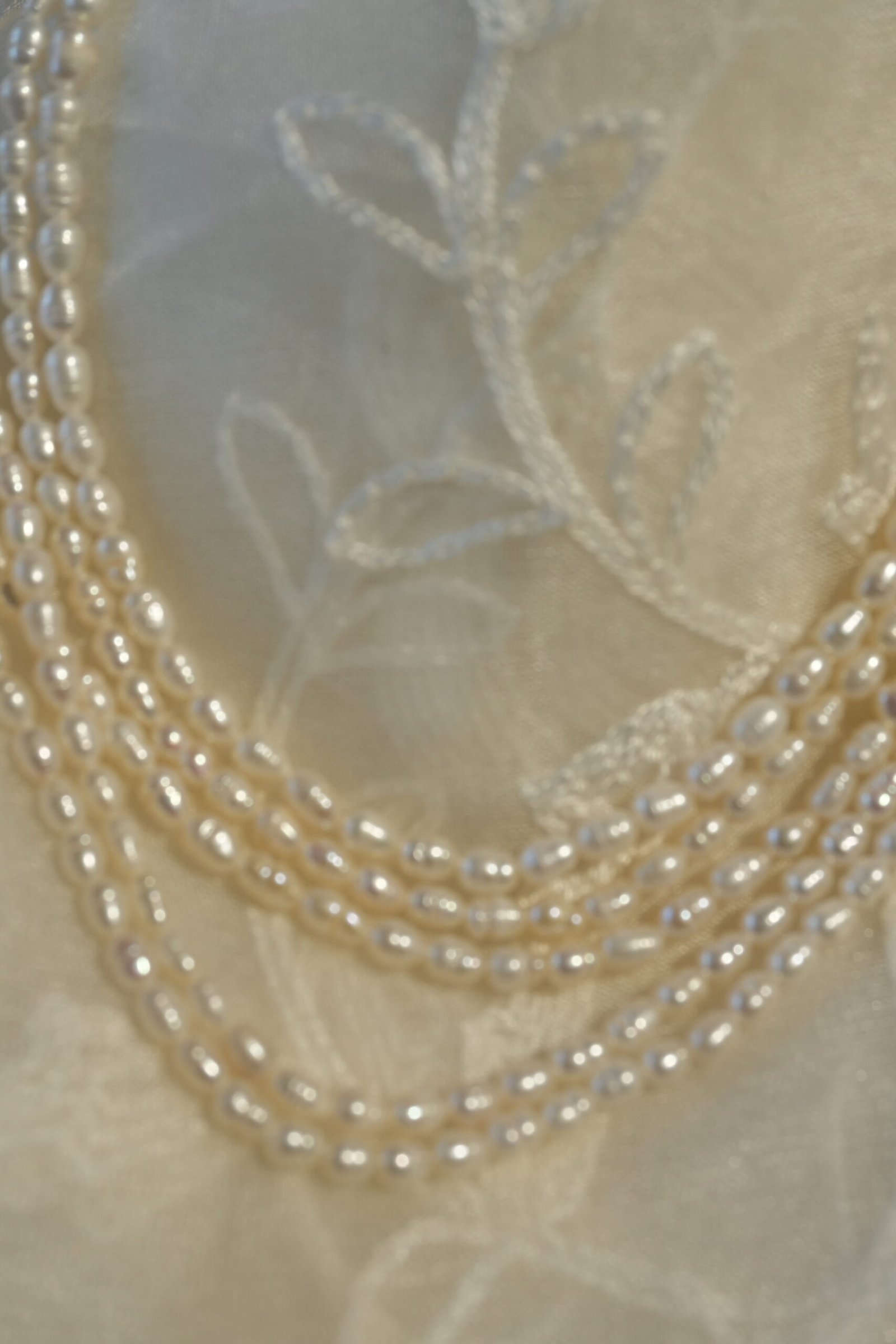 Rice Pearl 5 Line Necklace With Metal Clasp - Image 3
