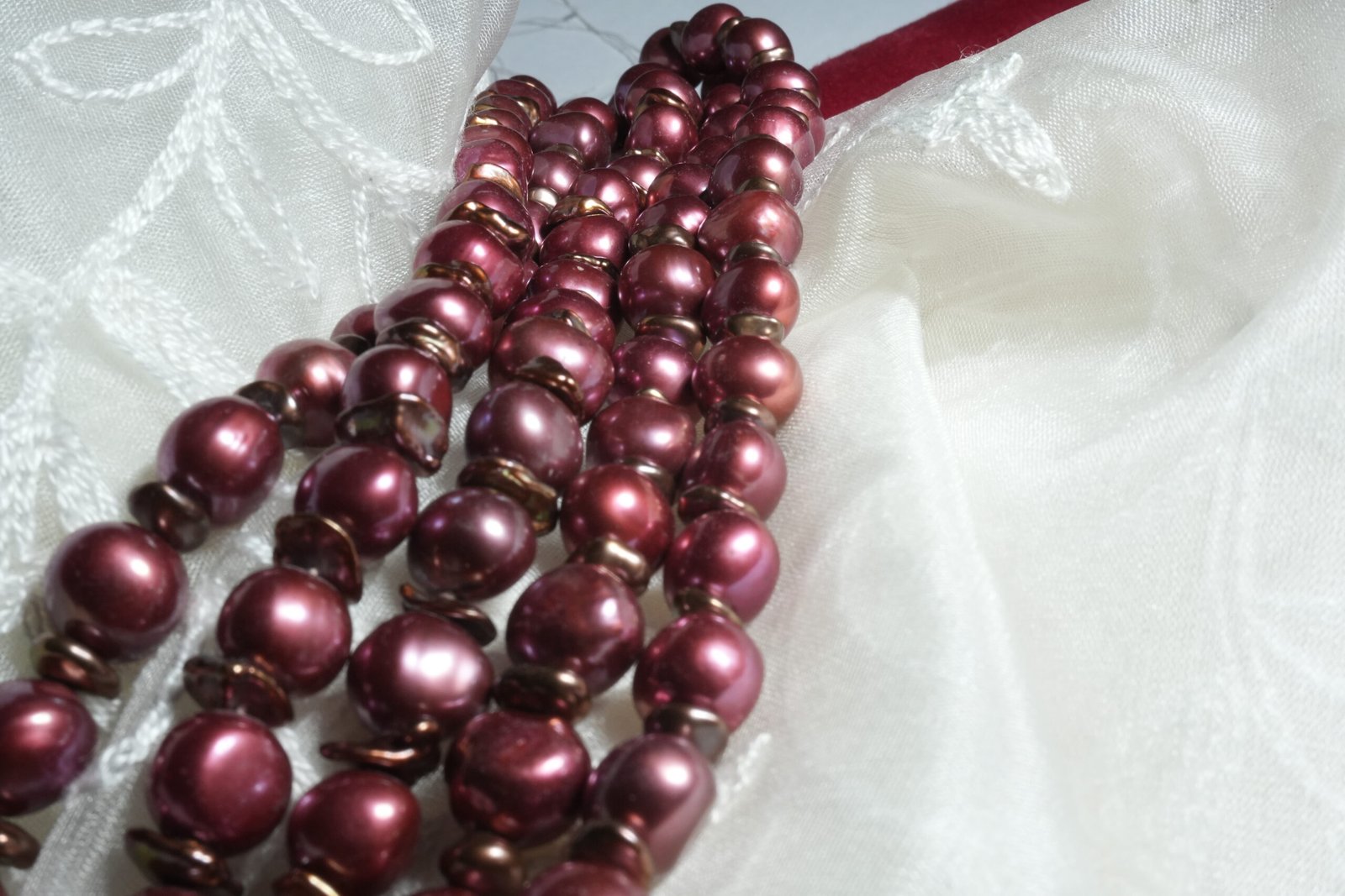 Wine Colour Fresh Water Pearls - Image 2