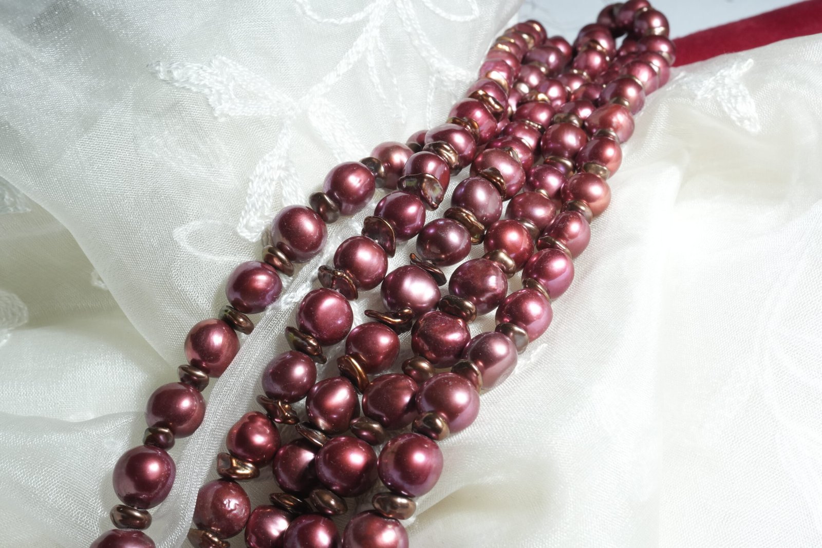 Wine Colour Fresh Water Pearls - Image 3