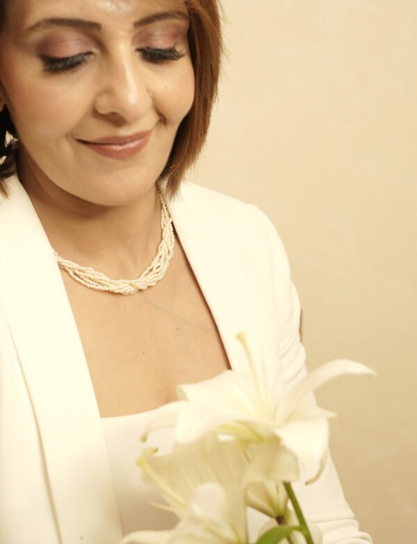 7 Line Twisted Pearl Necklace with Earrings