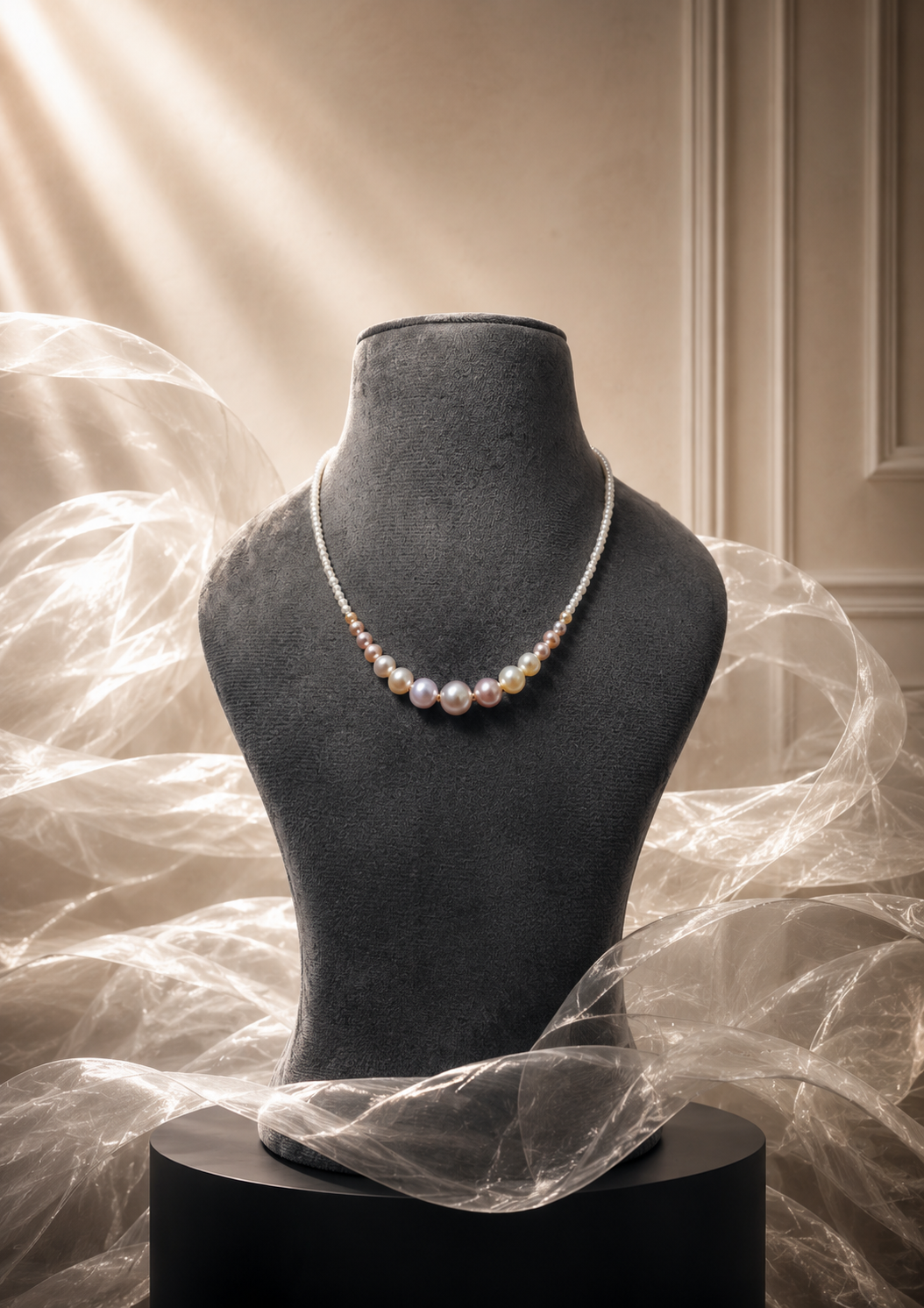 Fresh Water Pearl Graduation Necklace With Metal Clasp