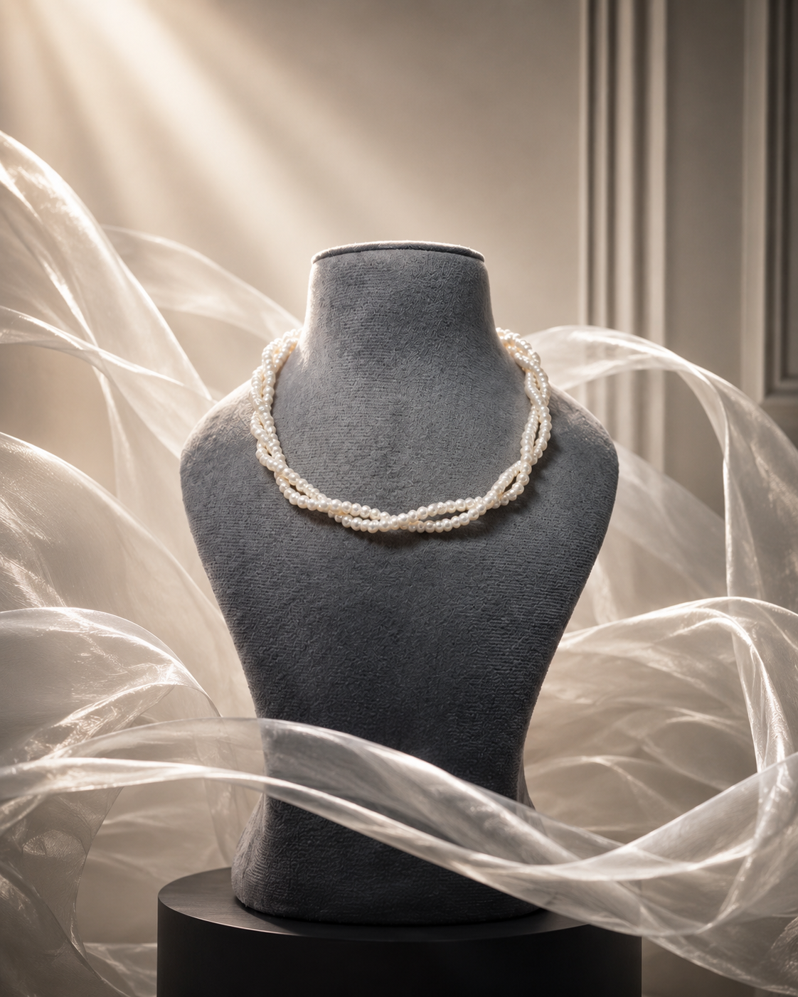 Fresh Water Pearls 2 Line Twisted Necklace