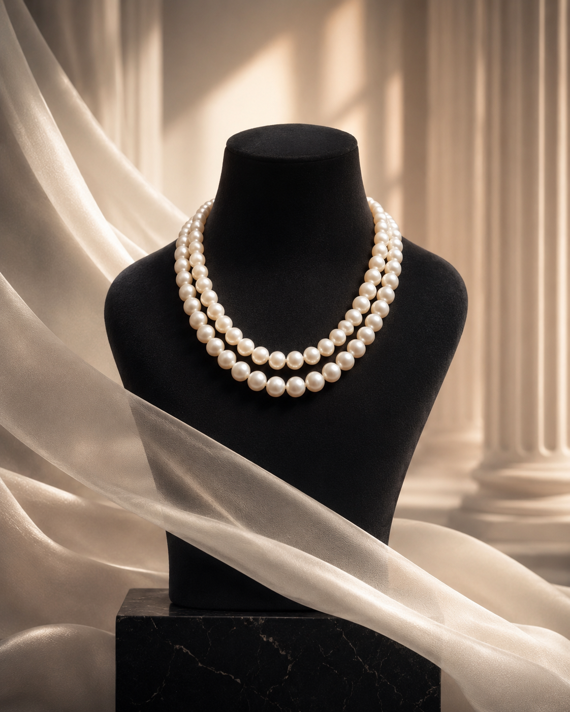 Fresh Water Pearls 2 Line Necklace With Metal Clasp