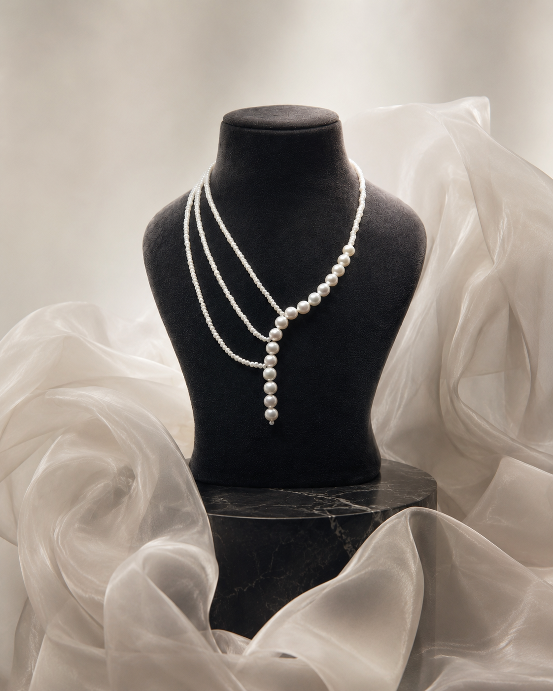 Layered Freshwater Pearl Lariat Necklace - Image 5
