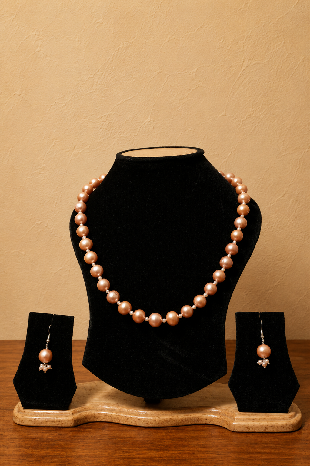 Fresh Water Pearl Necklace with Metal Clasp with Metal Earrings