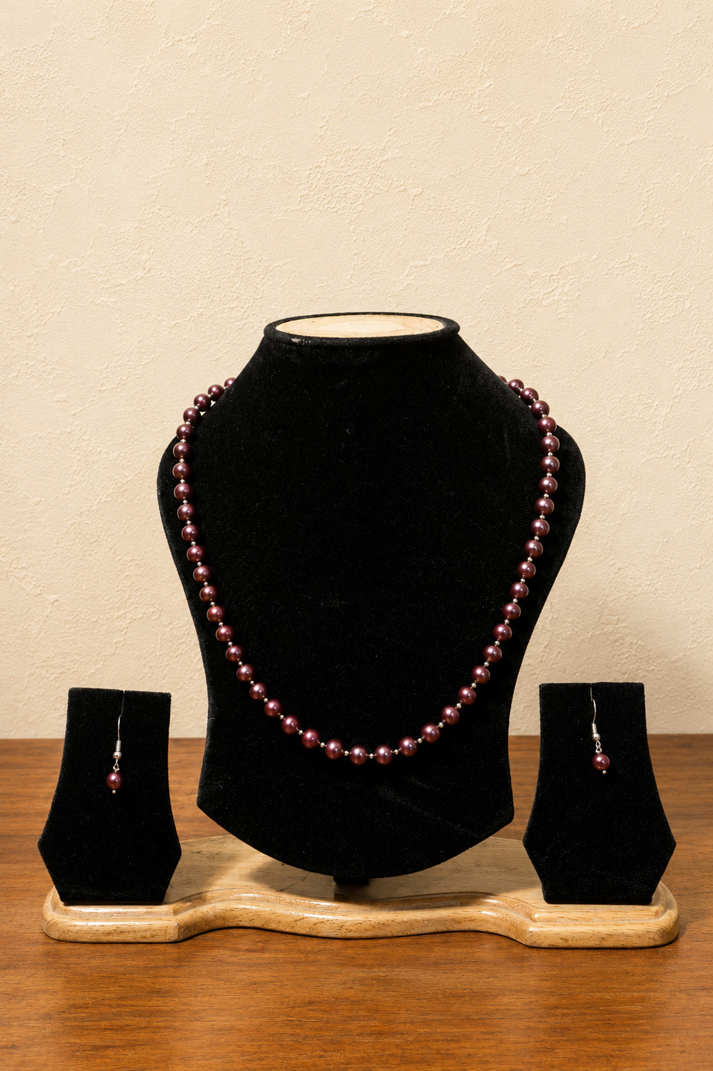 Fresh Water Pearl Necklace with Metal Clasp with Metal Earrings