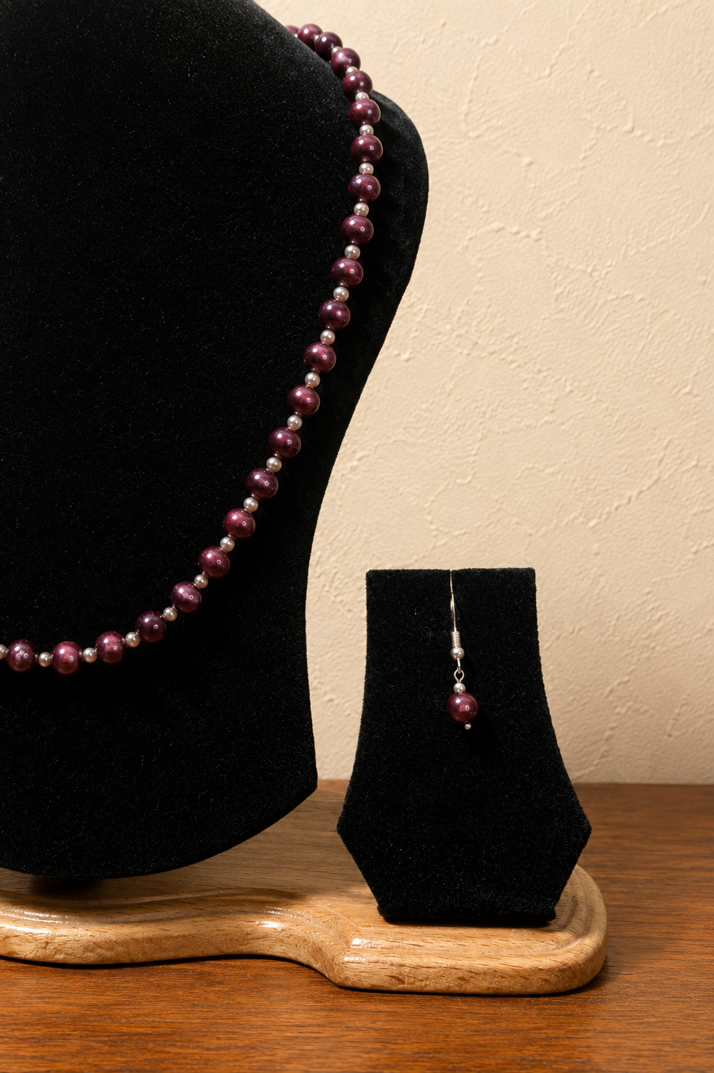 Fresh Water Pearl Necklace with Metal Clasp with Metal Earrings - Image 2