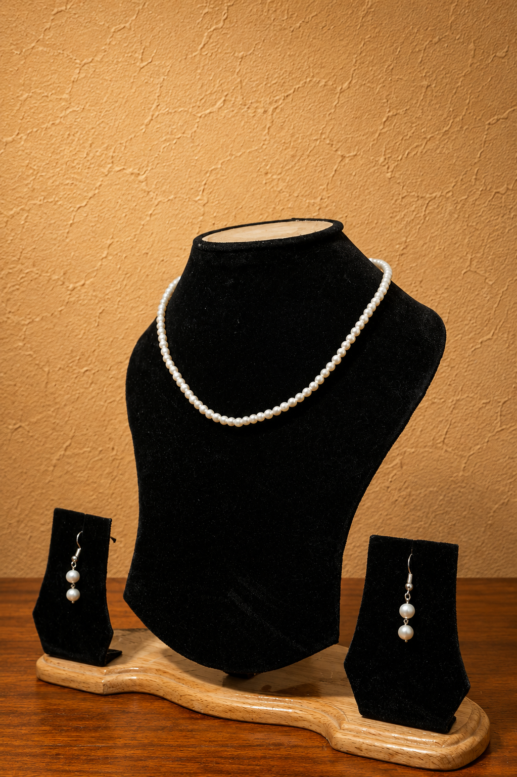 Fresh Water Pearl Necklace with Metal Clasp with Metal Earrings - Image 2