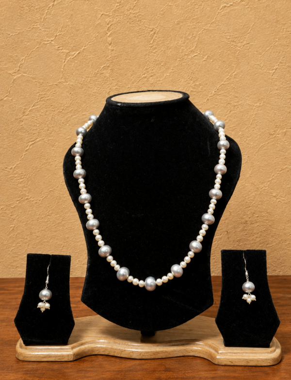 Fresh Water Pearl Necklace with Metal Clasp with Metal Earrings