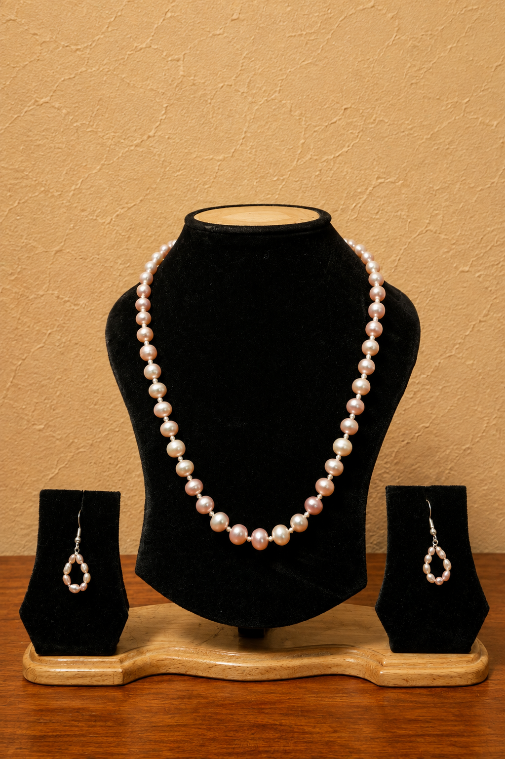 Fresh Water Pearl Necklace with Metal Clasp with Metal Earrings