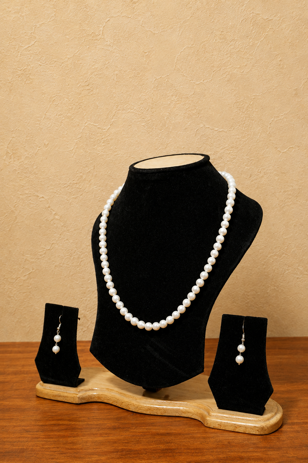 Fresh Water Pearl Necklace with Metal Clasp with Metal Earrings - Image 2