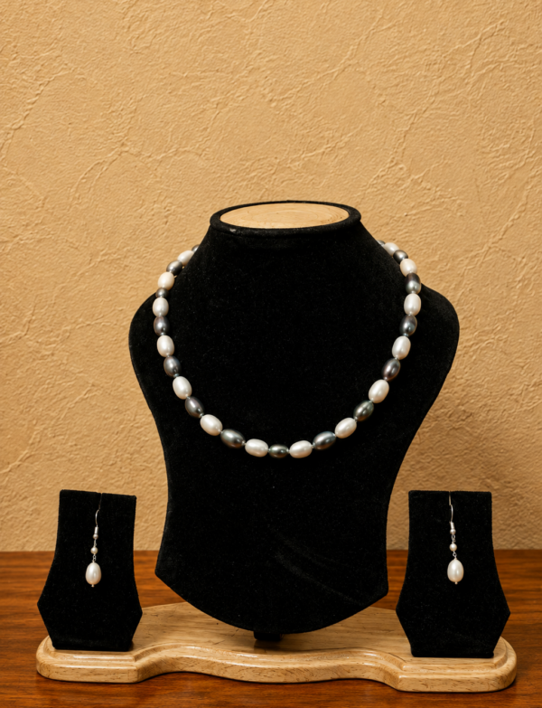 Fresh Water Pearl Necklace with Metal Clasp with Metal Earrings