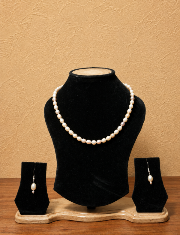 Fresh Water Pearl Necklace with Metal Clasp with Metal Earrings