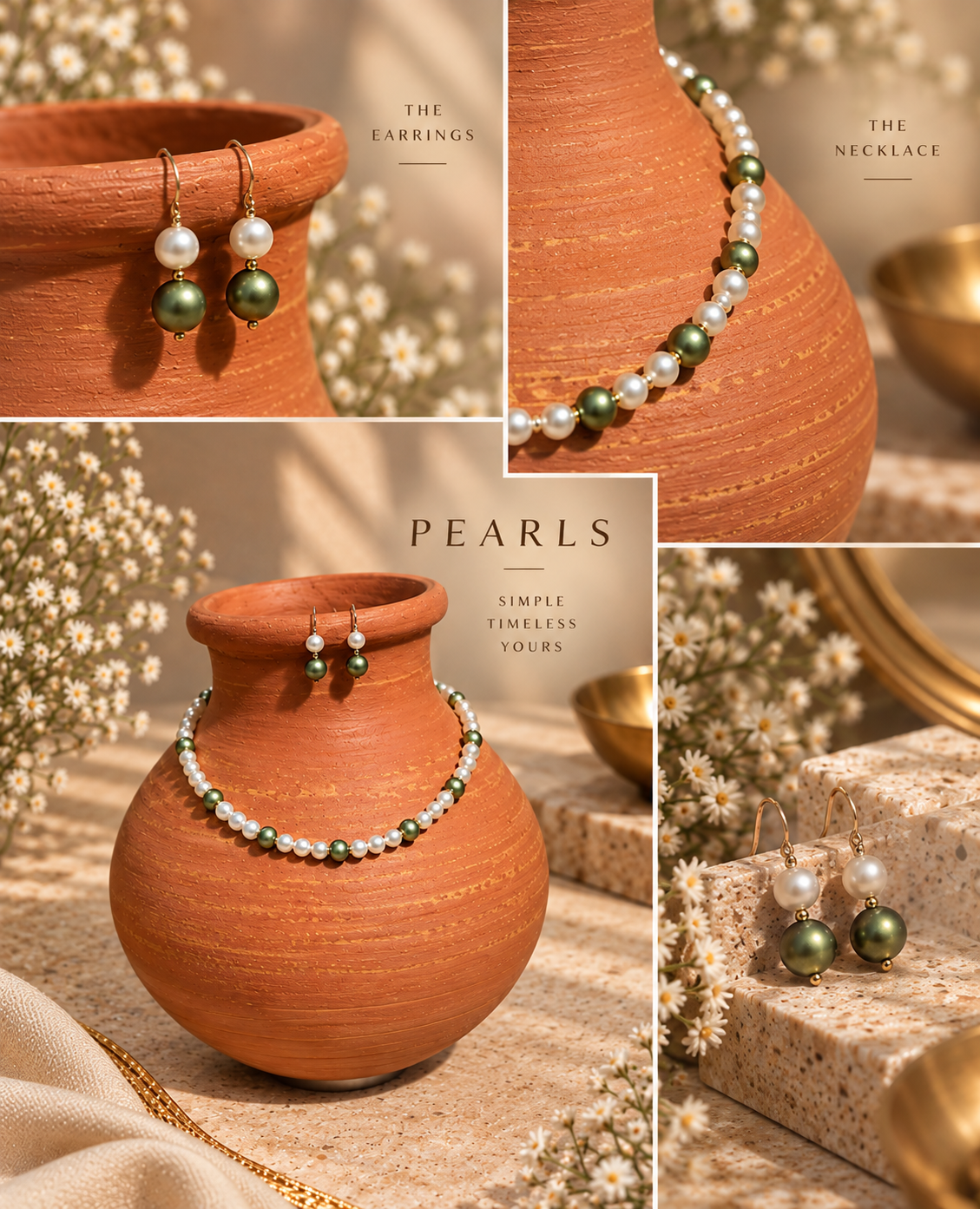 Freshwater Pearl Necklace with Metal Clasp with Metal Earrings