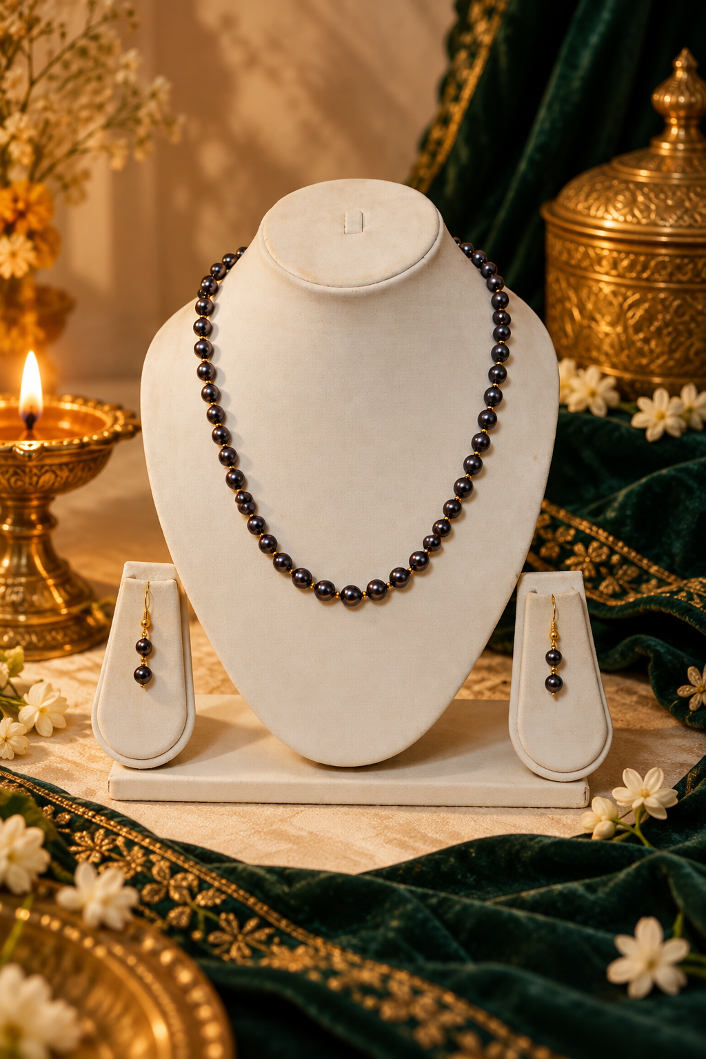 FRESH WATER PEARL NECKLACE With METAL CLASP WITH METAL EARRINGS