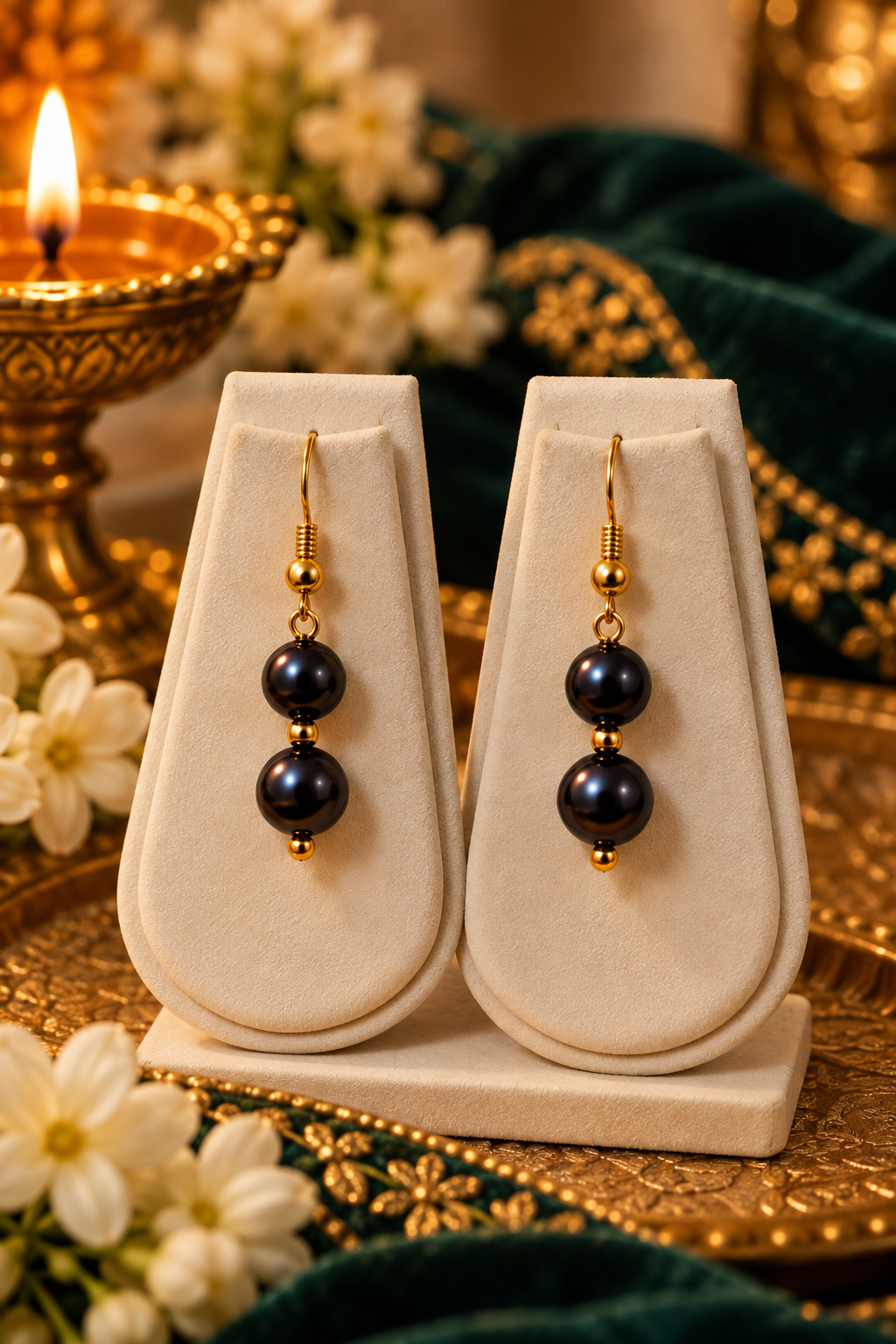 FRESH WATER PEARL NECKLACE With METAL CLASP WITH METAL EARRINGS - Image 4