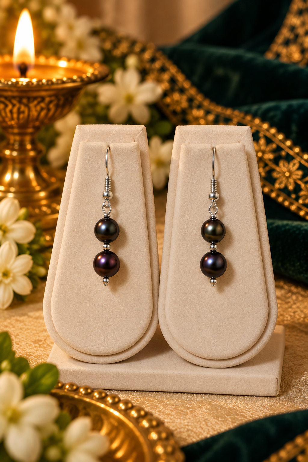 FRESH WATER PEARL NECKLACE With METAL CLASP WITH METAL EARRINGS - Image 2