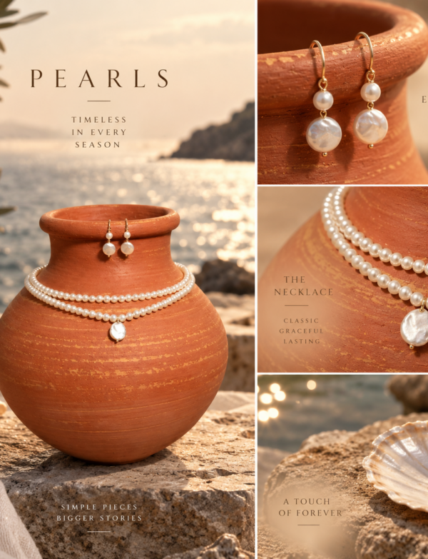 Fresh Water Pearl 2 Line Necklace With Metal Clasp With Metal Earrings