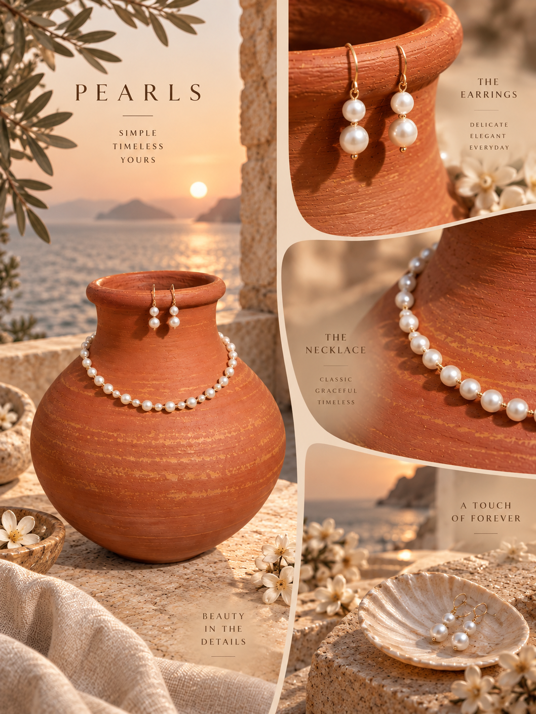 Fresh Water Pearl Knotted Necklace With Metal Clasp With Metal Earrings