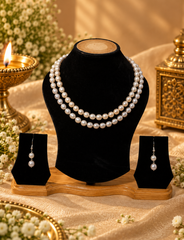 FRESH WATER PEARL NECKLACE With METAL CLASP WITH METAL EARRINGS