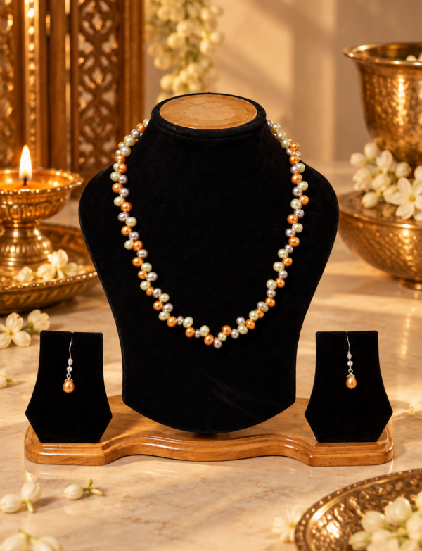 FRESH WATER PEARL NECKLACE With METAL CLASP WITH METAL EARRINGS