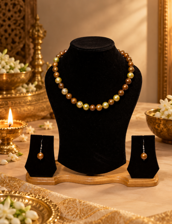 FRESH WATER PEARL NECKLACE With METAL CLASP WITH METAL EARRINGS