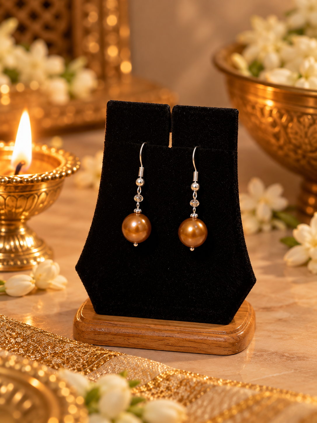 FRESH WATER PEARL NECKLACE With METAL CLASP WITH METAL EARRINGS - Image 2