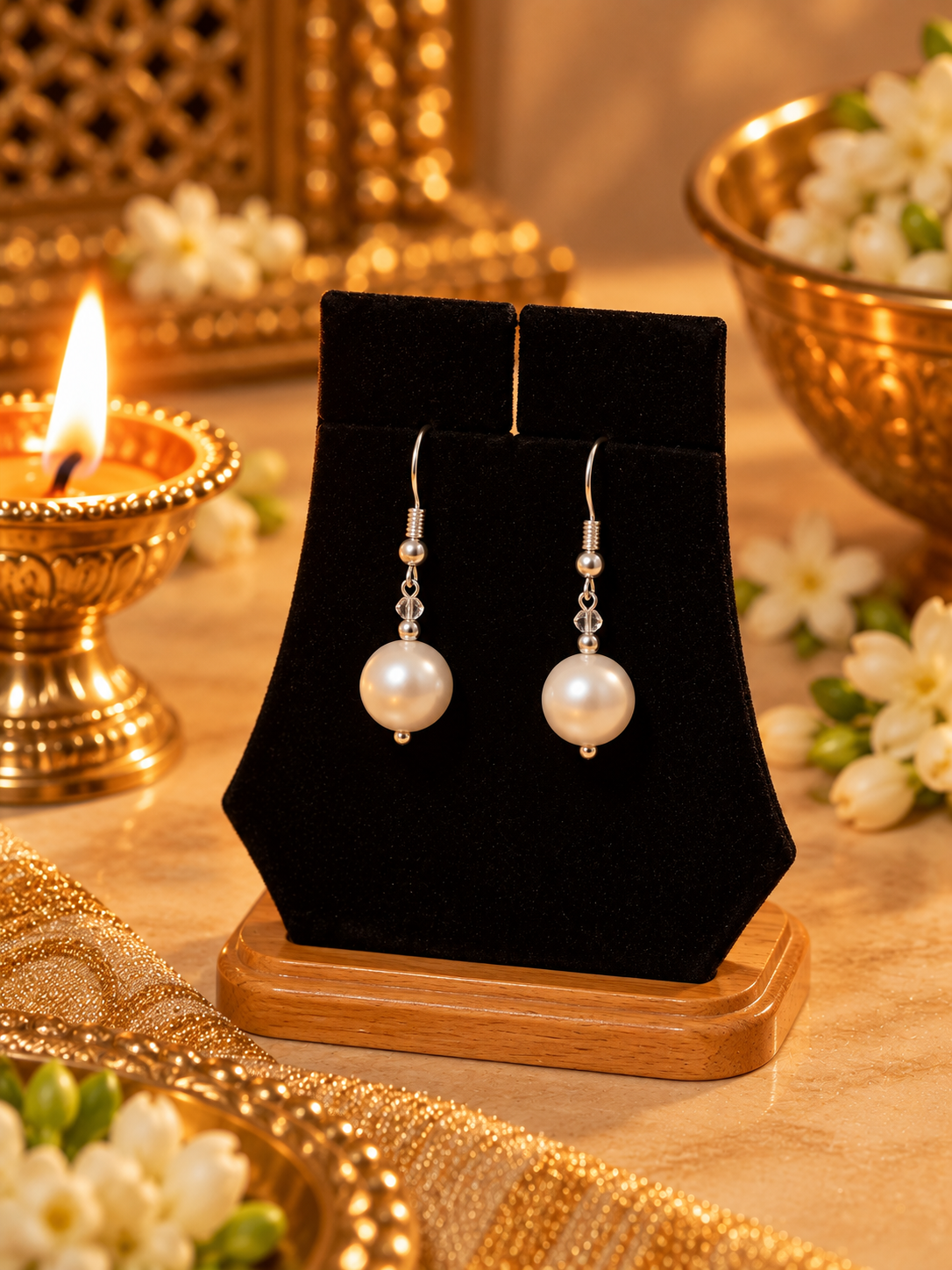 FRESH WATER PEARL NECKLACE With METAL CLASP WITH METAL EARRINGS - Image 2