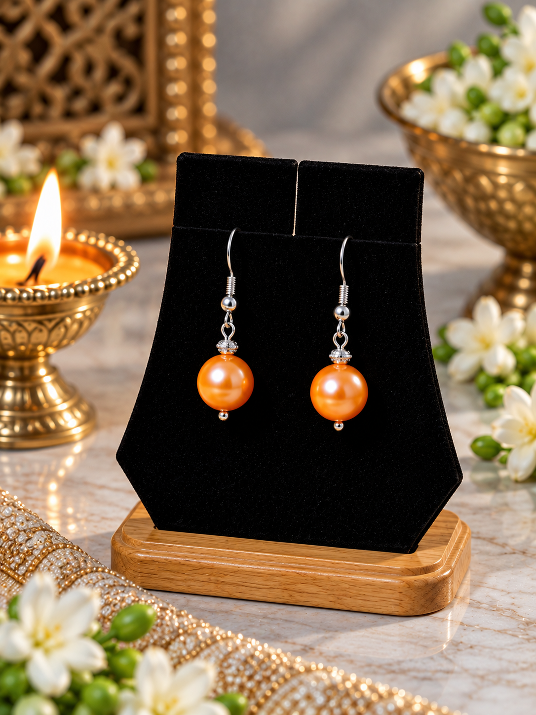 FRESH WATER PEARL NECKLACE With METAL CLASP WITH METAL EARRINGS - Image 2