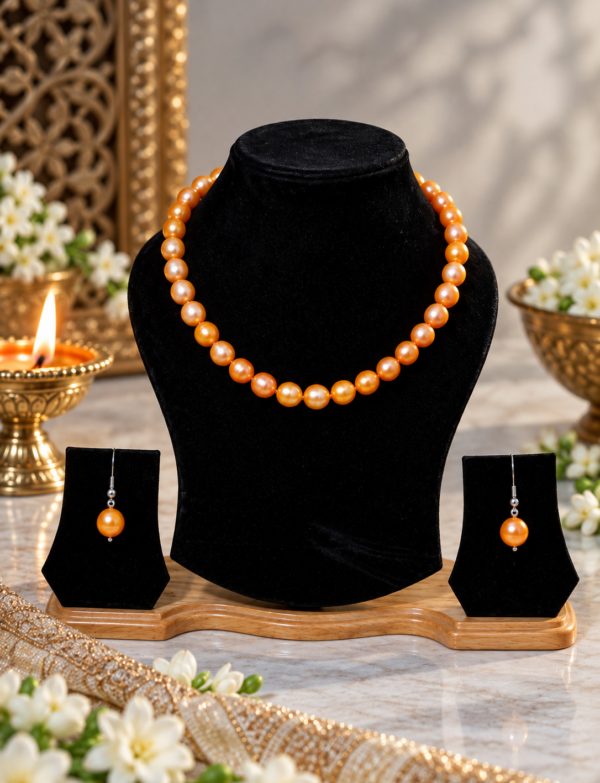 FRESH WATER PEARL NECKLACE With METAL CLASP WITH METAL EARRINGS