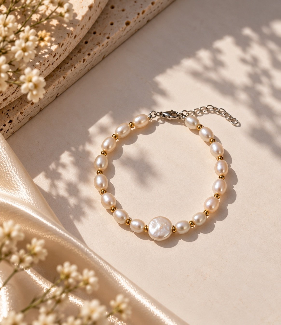 Freshwater Pearl Bracelet with Metal Clasp