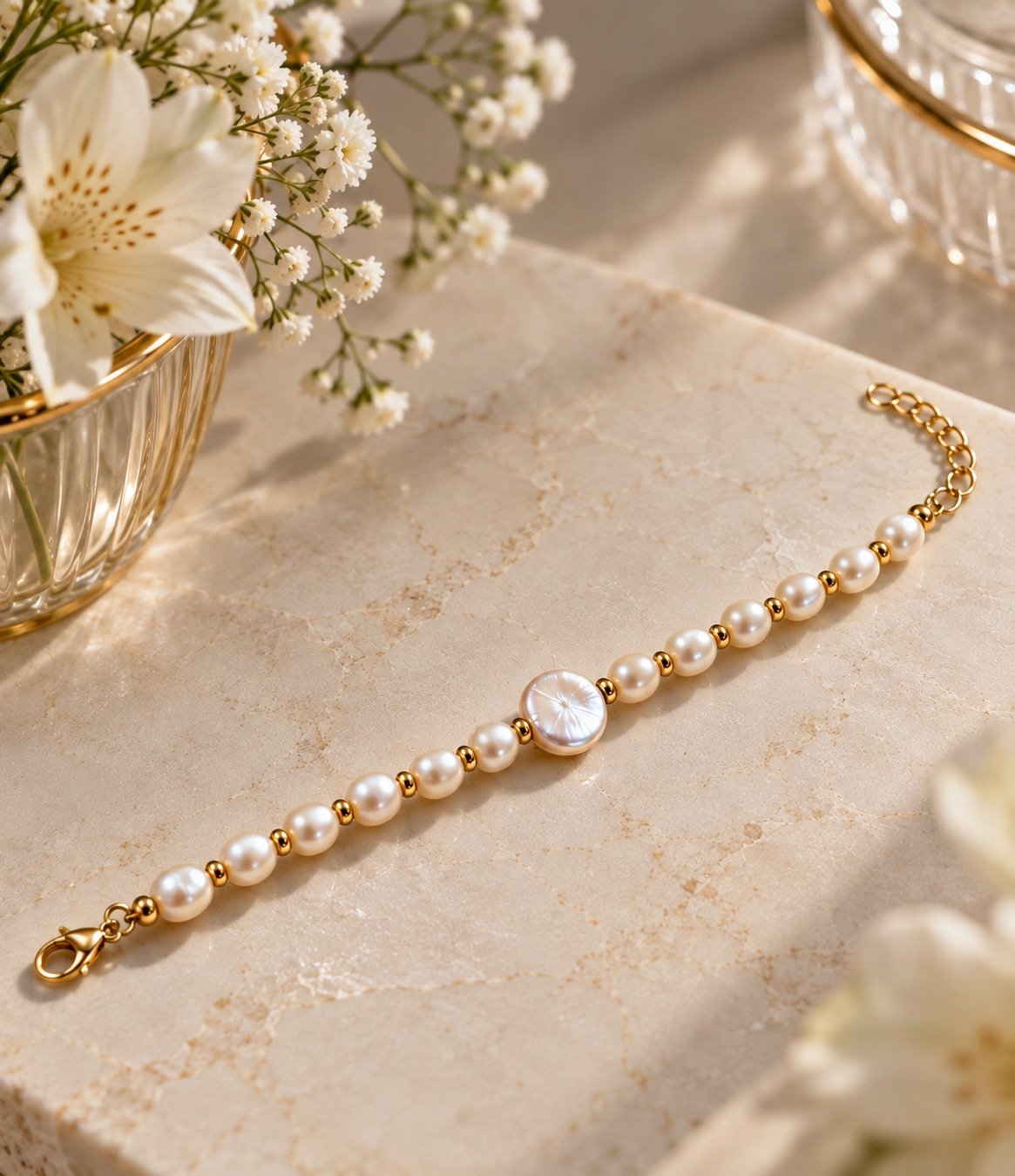 Freshwater Pearl Bracelet with Metal Clasp