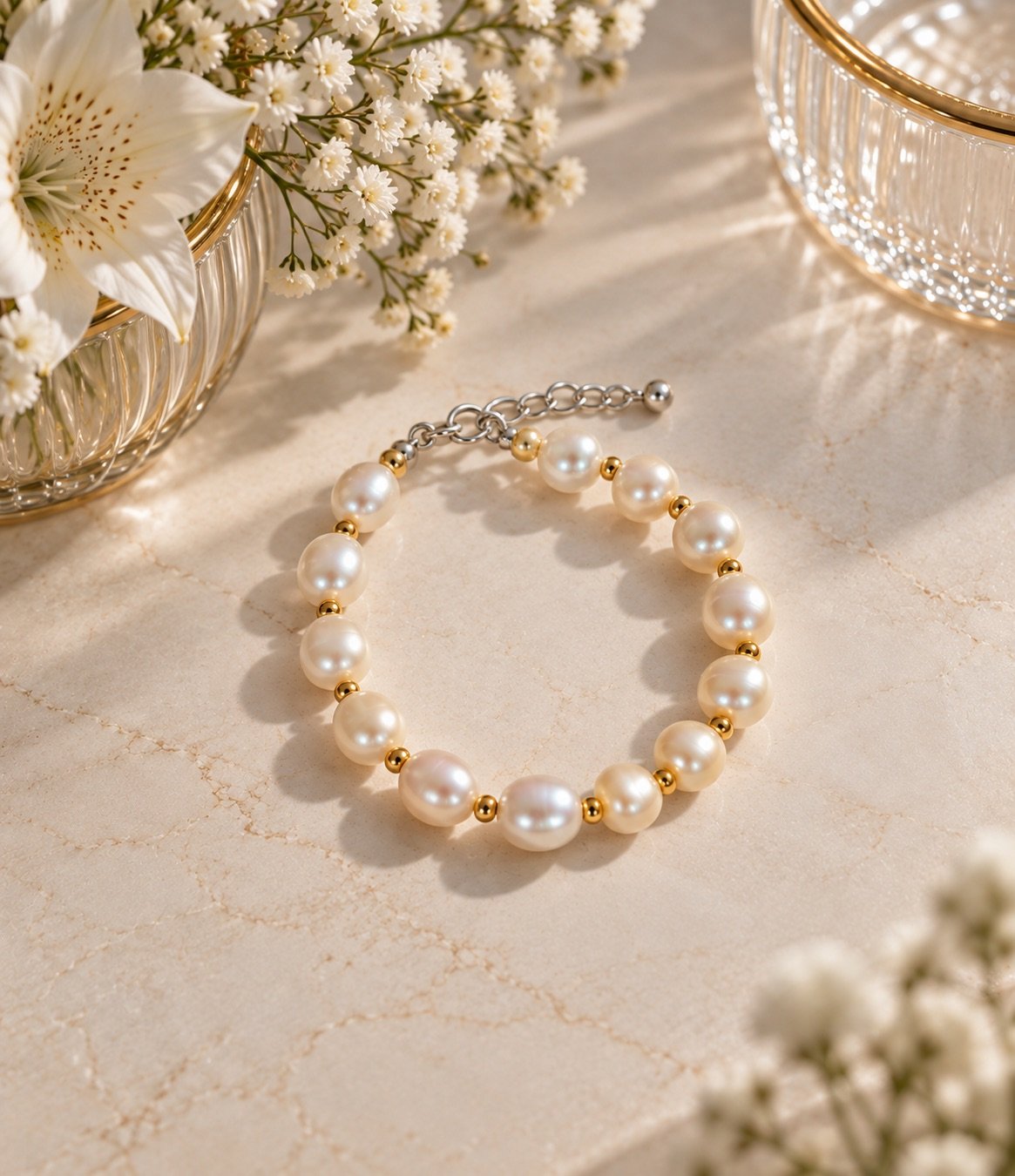 Freshwater Pearl Bracelet with Metal Clasp
